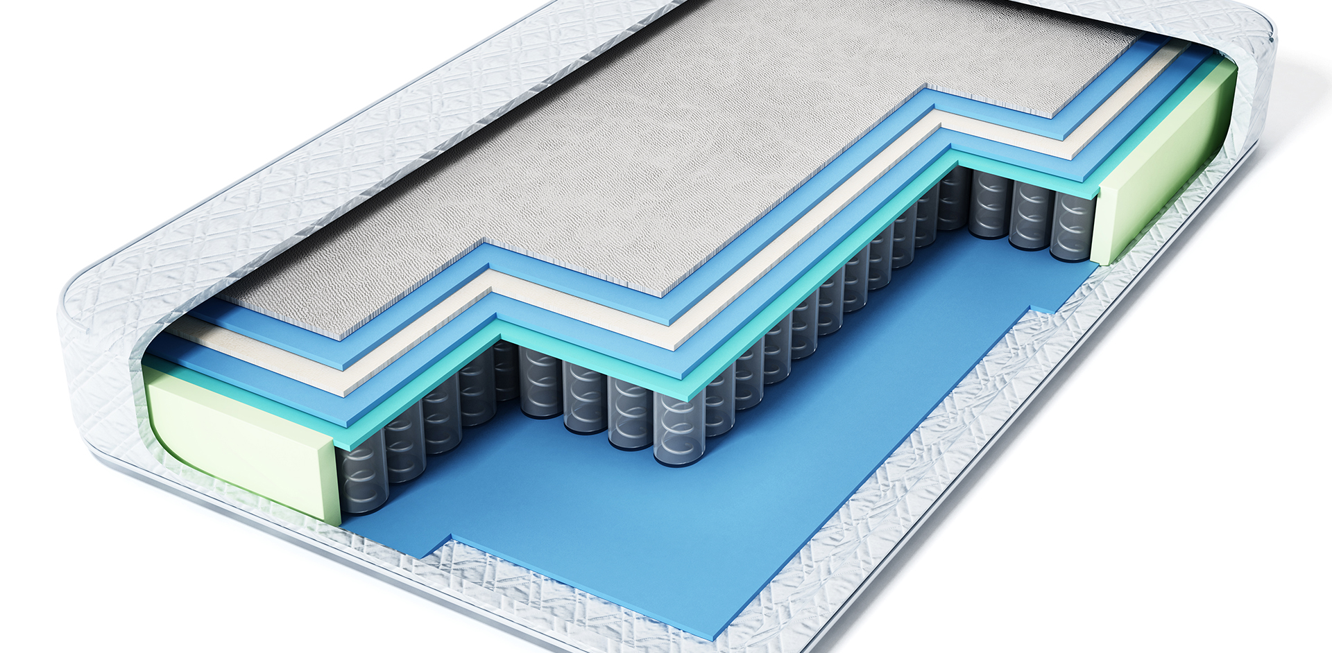 Image of a mattress that includes a layer of XO-NANO Smartfoam.
