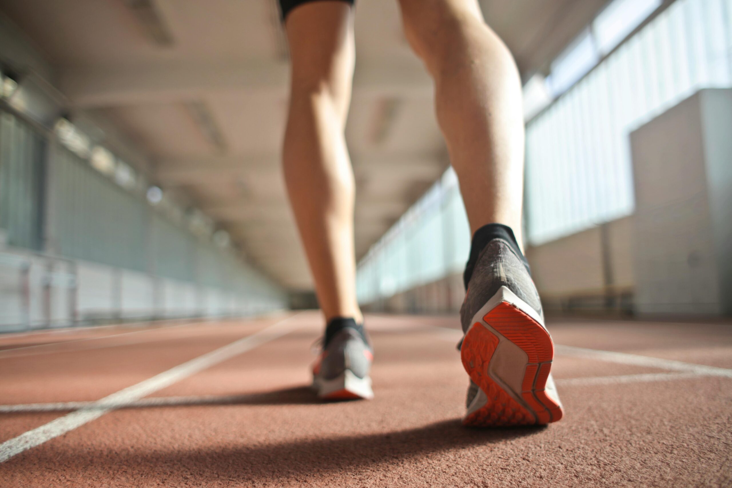 Athlete Preparing to Run A athlete prepares for a run while