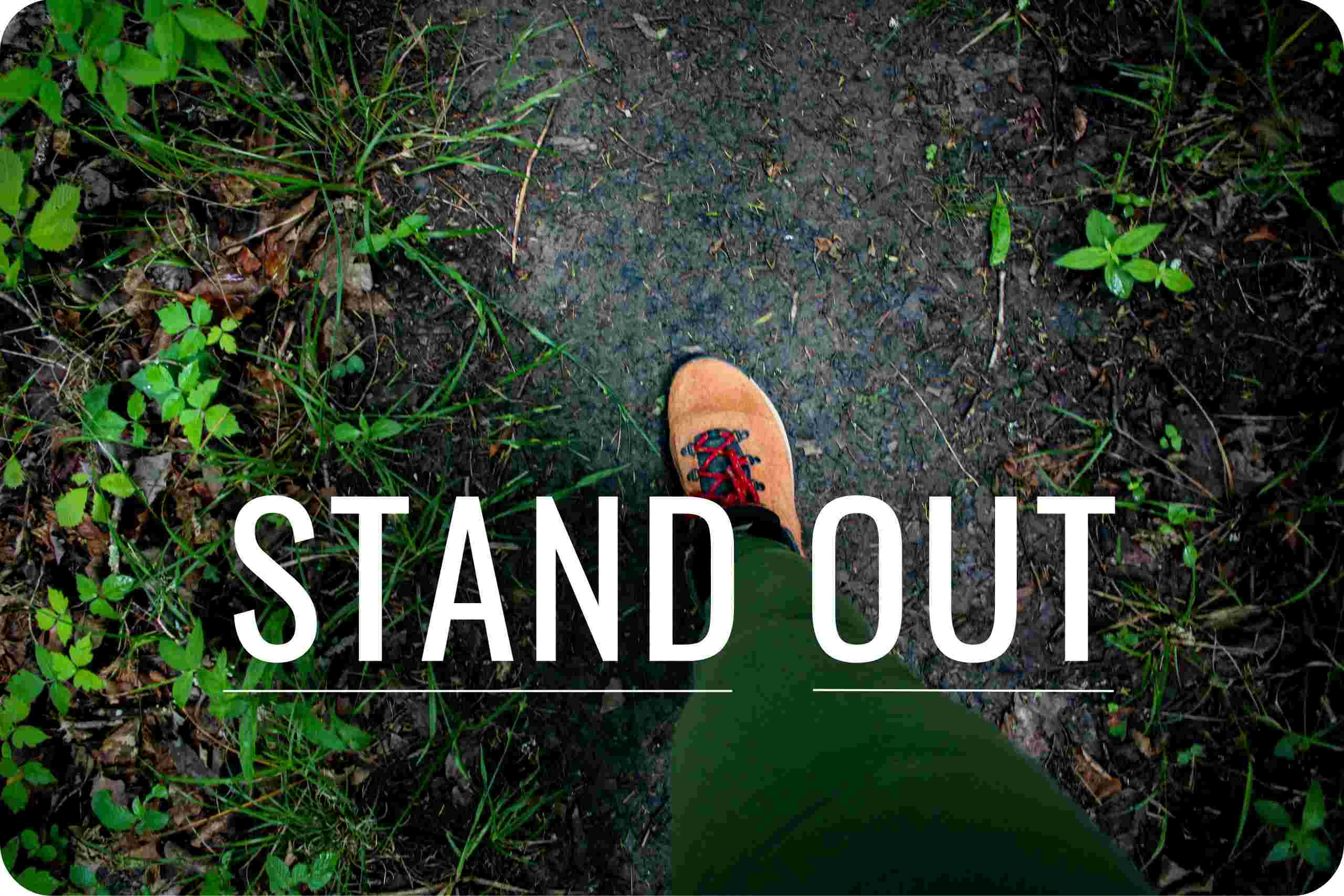 A person walking on a path in the wilderness.