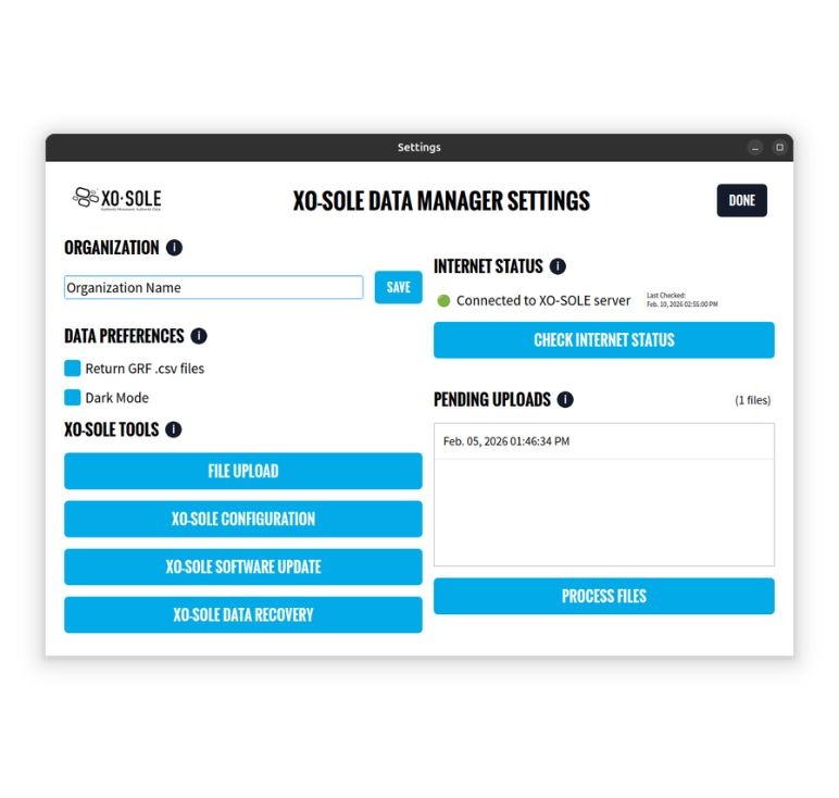 A screenshot of the Data Manager Settings page.